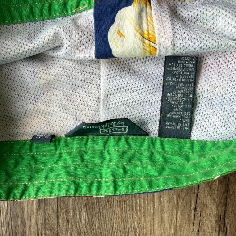 Vintage Y2K Polo Ralph Lauren Floral Swim Trunks Blue Mens 34 Board Shorts